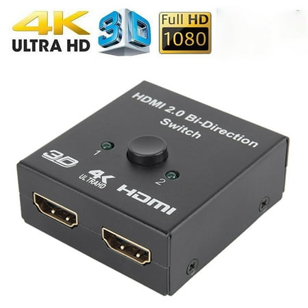 HDMI Switch 4K HDMI Splitter-Aluminum Bi-Directional HDMI Switcher HDMI Switch Splitter 2 x 1/1 x 2 Support 4K 3D HD 1080P for Xbox PS4 Roku HDTV