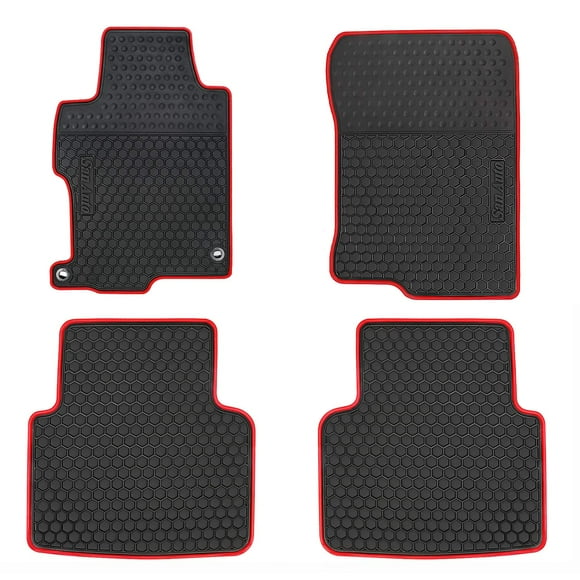 Car Rubber Floor Mat for Honda Accord 9th Generation 2017-2016-2015-2014-2013 Custom Fit Black Red Auto Liner Mats All Weather Protection Heavy Duty Odorless