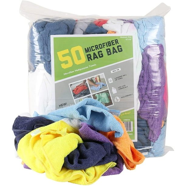 Arkwright Microfiber Cleaning Rags (Bulk Bag of 50), 12x12 in