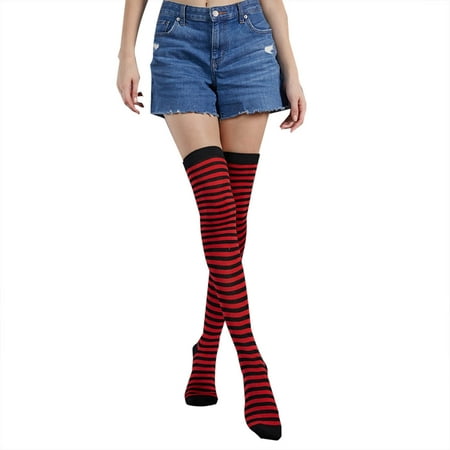 

Womens Socks Christmas Dance Party Multicolor Pinstripe Knee Warm And Cold Length Socks for Women