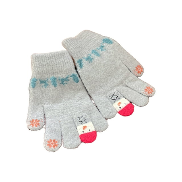 Winter Gloves Men Cute Christmas Snowman Split Finger Knitting Touch Screen