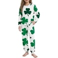 thumbnail image 2 of Girls St Patricks Outfit Sets Green Shamrock Print 2-Piece Outfit Sets Long Sleeve Soft Holiday Outfit Sets for Kids 4-12 Years,Size 13 T, 2 of 9
