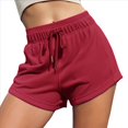 thumbnail image 3 of Pantalones Cortos Deportivos para Mujer con Bolsillos, de Algodón Francés, con Cordón Ajustable, para Hacer Ejercicio en Verano, Informales y Cómodos. Vino Tinto M, 3 of 8