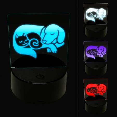 

Dog and Cat Sleeping LED Night Light Sign 3D Illusion Desk Nightstand Lamp