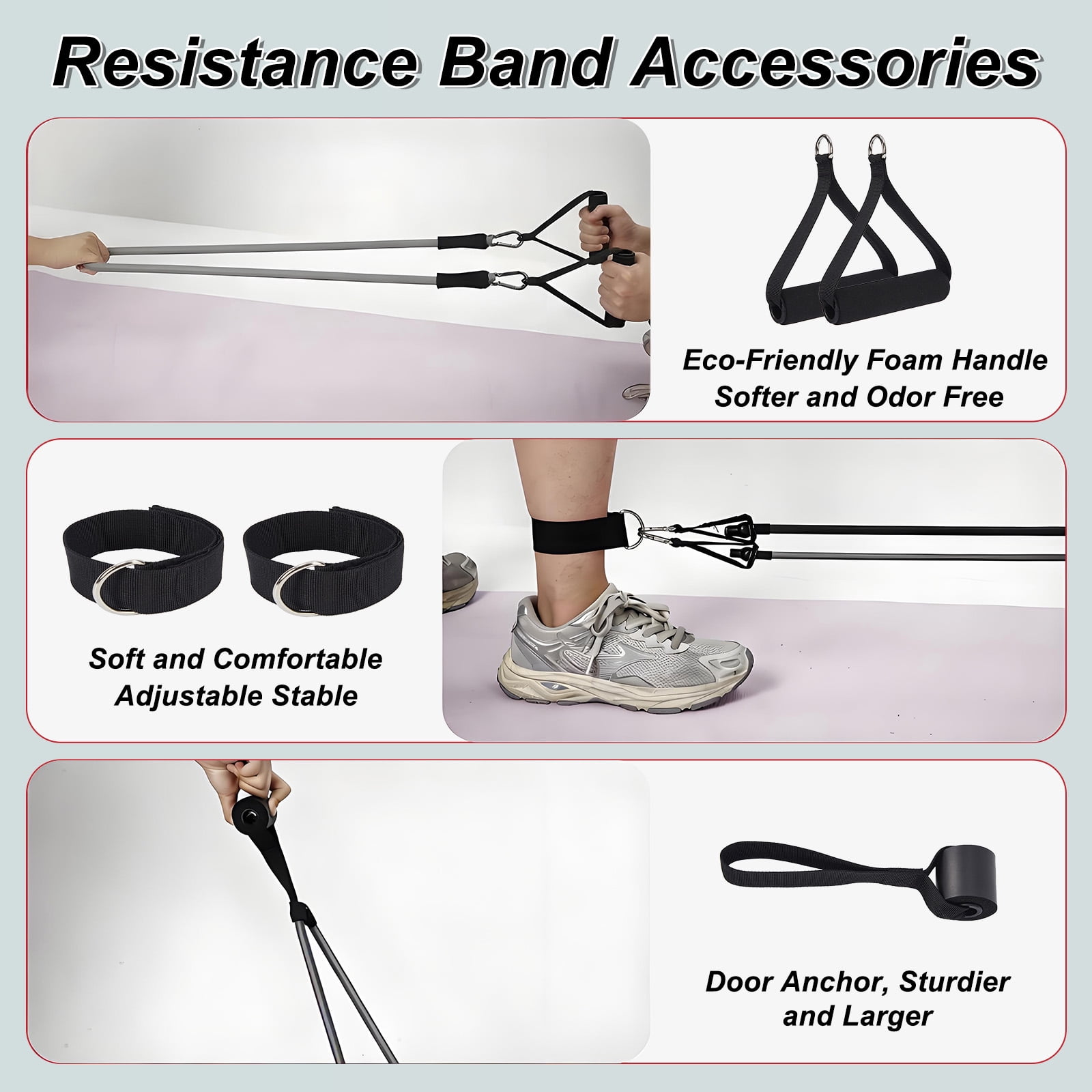 Gaderth 5 Pcs Exercise Resistance Bands with Handles Physical Resistance Tube Workout Bands, Adjustable Resistance Bands, TPE Material for Muscle Toning Strength Training