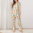 thumbnail image 2 of Honeii Boho Bunny print Women's Pajama Sets Long Sleeve Button Down Sleepwear Nightwear Soft Pjs Lounge Sets-XX-Large, 2 of 7
