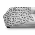 thumbnail image 2 of Charcoal Soft Flannel Fleece Throw Blanket, Monochromatic Cat Lover Pattern with Playful Kittens Print, Cozy Plush for Indoor and Outdoor Use, 50" x 70", Charcoal Grey and White, by Ambesonne, 2 of 5
