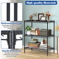 thumbnail image 4 of 3 Tier Shelf Metal Wire Shelving Unit Adjustable Storage Shelves Storage Rack Heavy Duty Steel Standing Shelf Units for Restaurant, Garage, Kitchen Metal Shelves with Feet Leveler, Black, 4 of 7