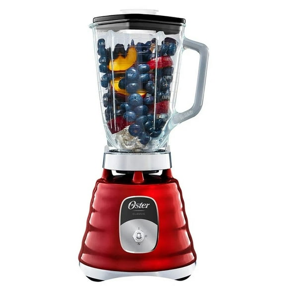 LICUADORA 2VEL 1.25LT VASO VIDRIO CLÁSICA METAL ROJO OSTER 2114101