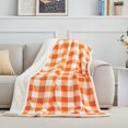 thumbnail image 6 of Sherpa Fleece Throw Blanket, Super Soft Warm Buffalo Plaid Plush Blankets and Throws, Lightweight Cozy Fuzzy Blanket for Couch Sofa Bed (Orange, Throw 50" x 60"), 6 of 6