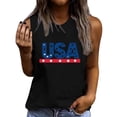 thumbnail image 2 of Xdegoge Patriotic USA Stars and Stripes Letter Print Tank Top for Women Sleeveless Crewneck Classic Casual Shirt For Independence Day 4th of July Daily Tees Tops, 2 of 5