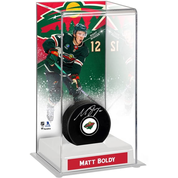 Matt Boldy Minnesota Wild Deluxe Tall Hockey Puck Case