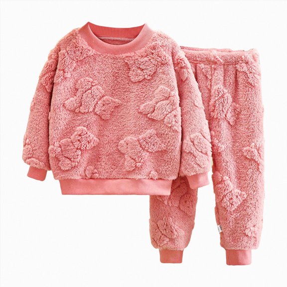 Gerichy Kids Fuzzy Loungewear Pajamas Sets Long Sleeve Solid Fleece Pullover Top and Pants 2pc Fluffy Clothes for Girls Boys 2T-9T
