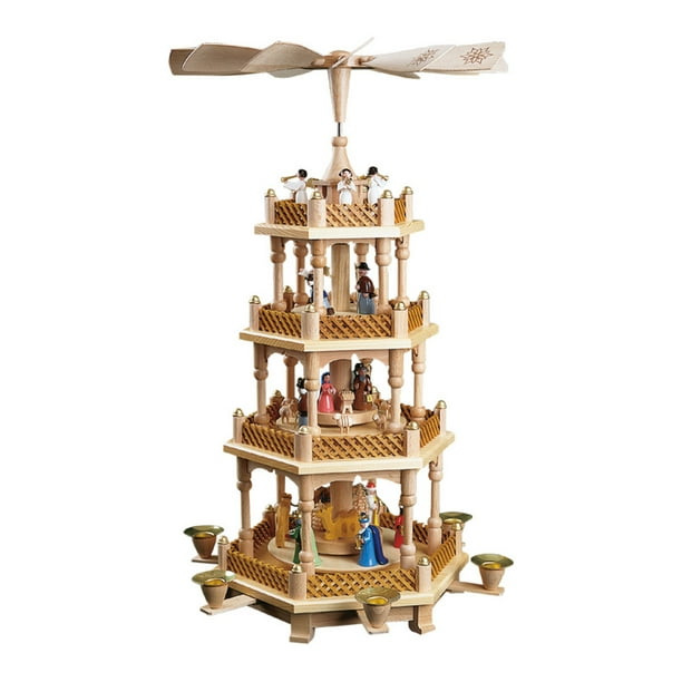 German christmas pyramid Nativity scene, 3tier, height 54 cm / 21 inch, original Erzgebirge by