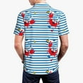 thumbnail image 4 of Balery Red Funny Crab on Blue Stripe Printed Men’s Short Sleeve Polo Shirt, Midweight Men's Shirt,Golf Polo shirts -Medium, 4 of 9
