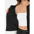 thumbnail image 5 of INSPIRE CHIC Women's Crop Open Front Blazer Puff Long Sleeve Sparkly Sequin Jacket Black XS, 5 of 6