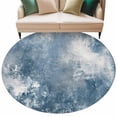 thumbnail image 2 of 8ft Round Rug, Blue Grey Non-Skid Rubber Backing Large Area Rugs - Living Room Bedroom Home Office, Oil Painting Modern Abstract Indoor Floor Mat Carpets Washable Rug, 2 of 9