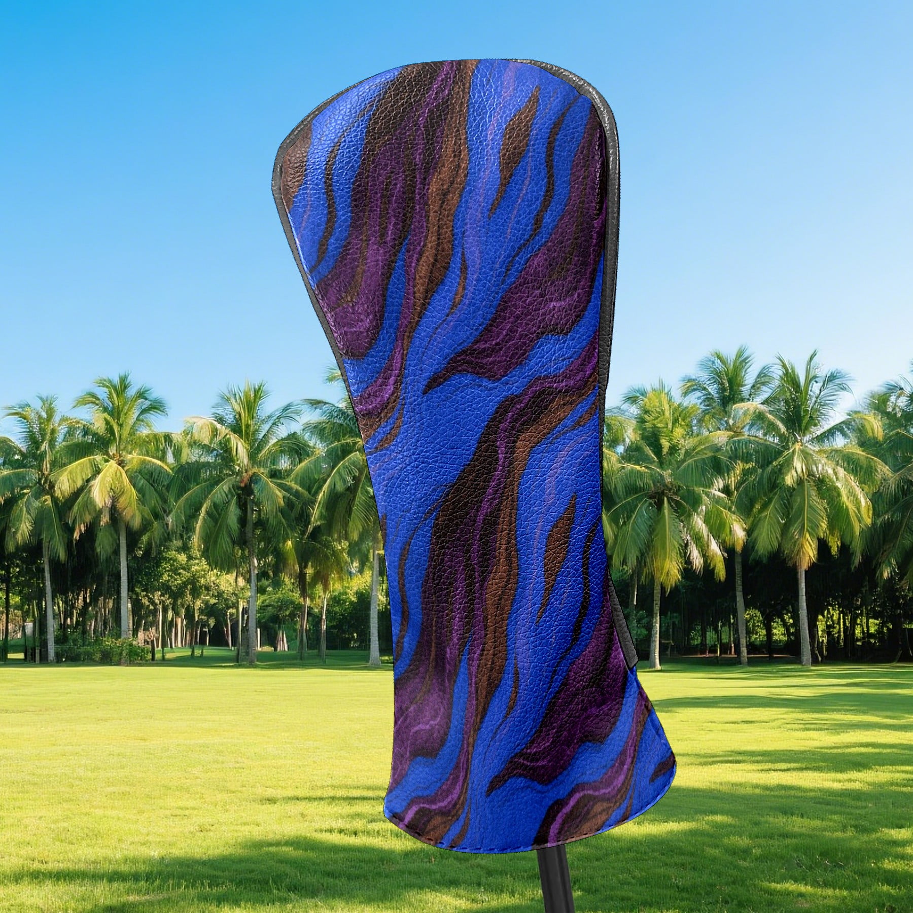 Golf Club Head Cover Waterproof Leather Golf Accessories HeadCovers Set Driver Headcover for Women Men Blue Purple Ripple
