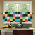 thumbnail image 4 of Yayeee Kitchen Curtains Tier Set of 2 Light Filtering 57"x24" Over Sink Window Panels, Blue Checkered Pattern, 4 of 7
