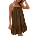 thumbnail image 6 of Horkkom Mini Dresses for Women Solid Color Camisole Summer Dresses Beach Travel Vacation Sundresses, S-2XL, 6 of 9