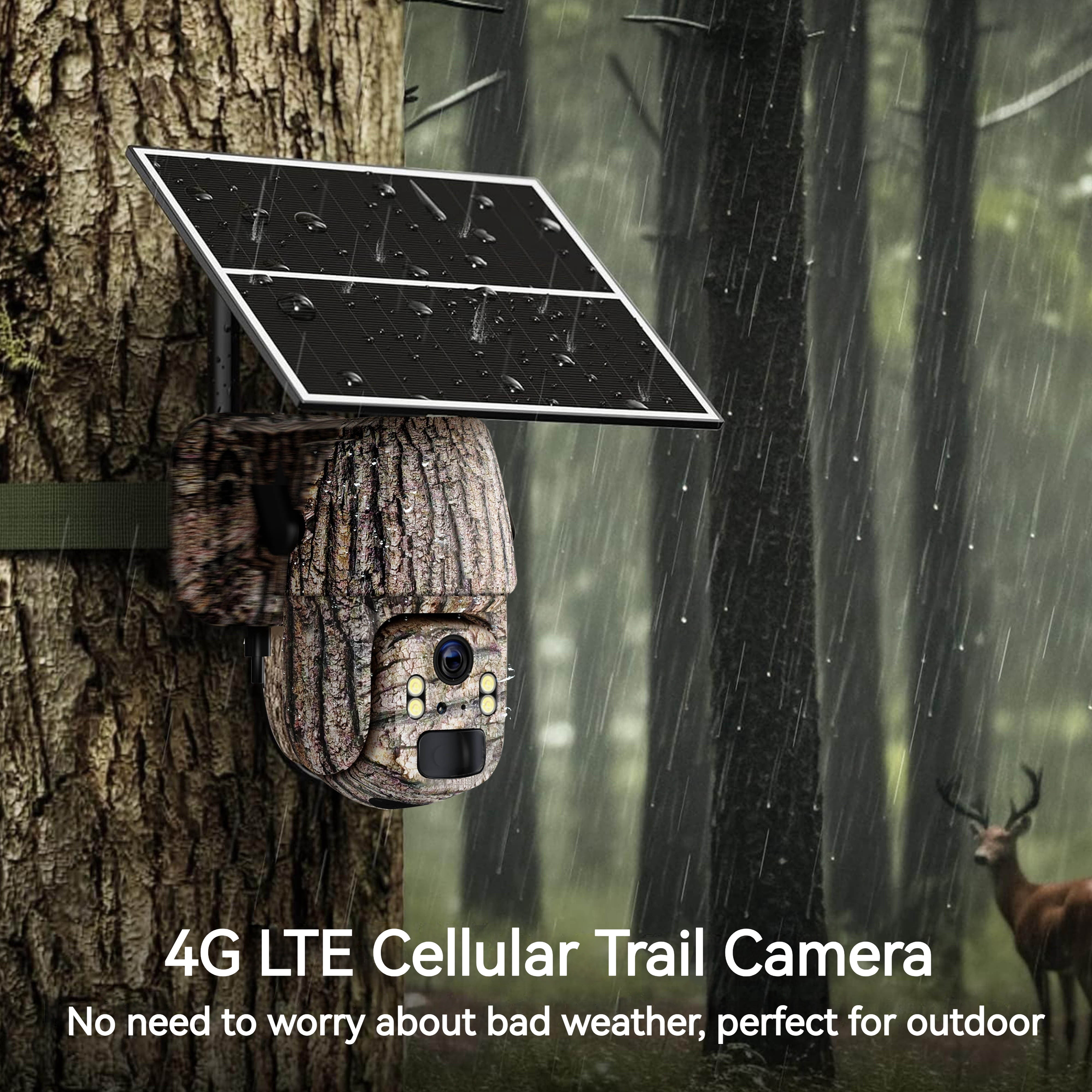 GMOX 4G Cellular Solar PTZ Trail Camera, 360° Live View Game Cam, Camo, 1 Pack