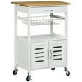 thumbnail image 1 of HOMCOM Kitchen Island with Bamboo Top, Cabinet, Drawer and Wire Basket, 1 of 10