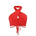 thumbnail image 2 of ALLLIST Bras for Women Red Medium Impact Backless Sports Breathable Wirefree Solid Crop Top Ladie's Bras Size S, 2 of 3