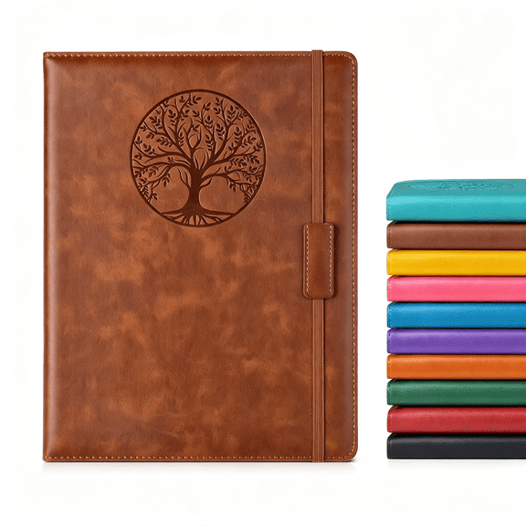 CCOCC Leather Journal Notebook,256 Thick Lined Pages,Hardcover 8.6"×11" A4 Large Vintage Journal for Women Men,Work,School,Business,Travel Diary,Note Taking,College Ruled Writing,Daily Journaling