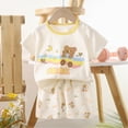 thumbnail image 4 of TOWED22 Baby Boy Shark Print Summer Clothes Short Sleeve T-Shirt Shorts Casual Outfit Beige,9-18 M, 4 of 4