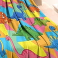 thumbnail image 3 of Colorful Cartoon Dinosaurs Geometric Pattern Blanket,Comfortable Soft Lamb Wool Throw Blanket,All Season,Warm Lightweight Blankets for Sofa Bed Couch Living Room Chair,30"x40", 3 of 4