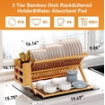 thumbnail image 2 of Estante para secar platos Greenual Bamboo de 3 niveles con soporte para utensilios, 2 of 7
