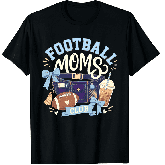 KeHetSoft Women's Football Mom Sideline Essentials Cotton Graphic T-Shirt