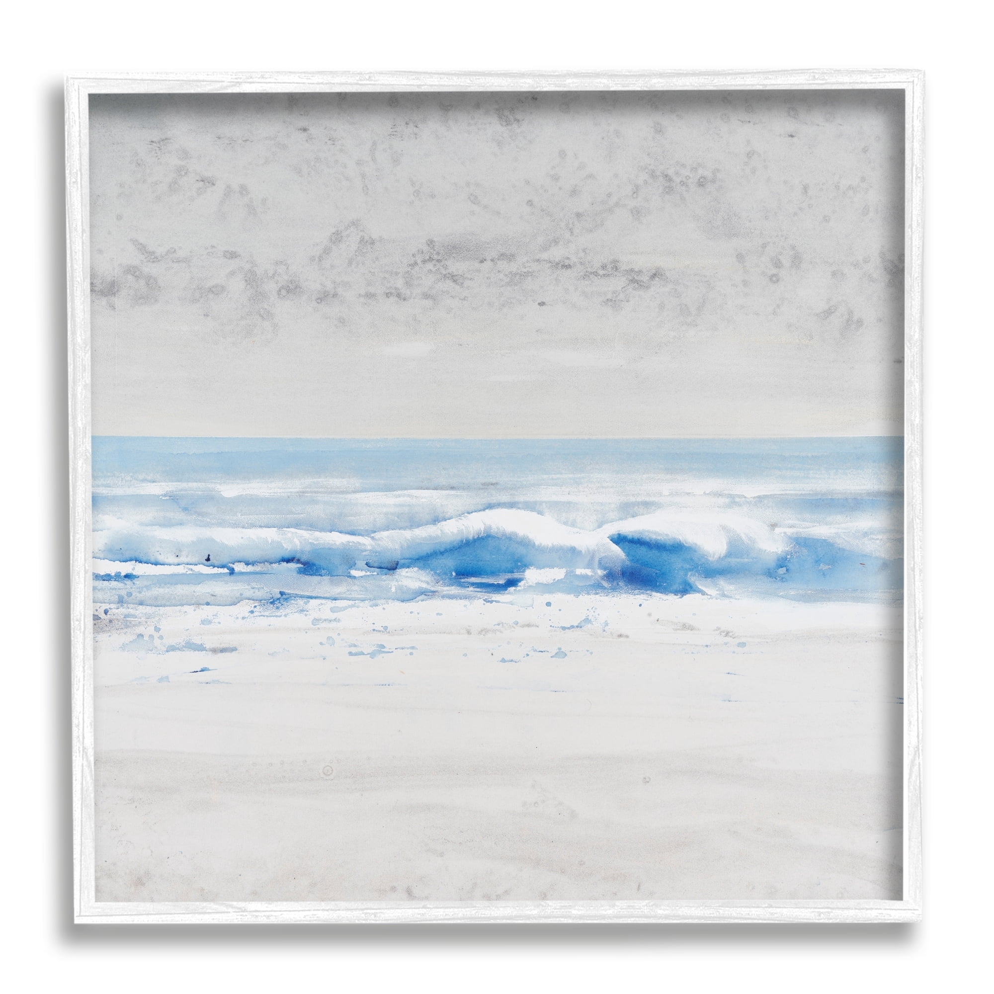 Stupell Industries Abstract Ocean Shoreline Waves Nautical Beach Design Painting White Framed Art Print Wall Art, Design by Tim OToole