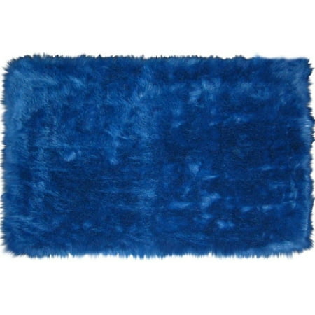 L.A. Rugs Flokati Dark Blue Area Rug