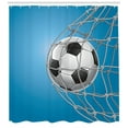 thumbnail image 3 of Ambesonne Soccer Shower Curtain, Goal Ball in the Net, 69"Wx75"L, Blue Pale Grey Black, 3 of 3