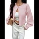 thumbnail image 2 of Cárdigan Corto de Punto con Botones para Mujer, Moderno Cárdigan de Otoño con Cuello Redondo y Larga. Rosa S, 2 of 7