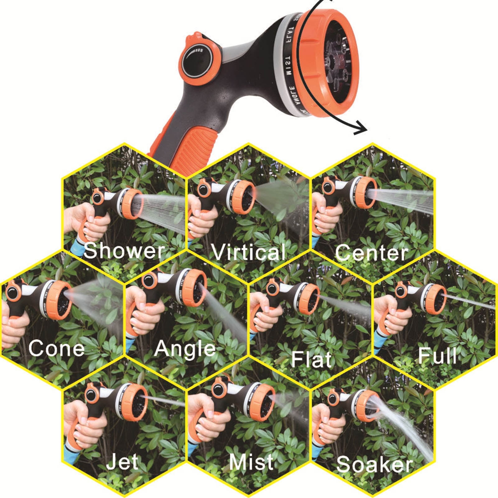 Garden Nozzle Sprayer, Simple Operation Handheld 10 Irrigation Modes Water Hose Nozzle  For Plants