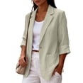 thumbnail image 4 of Cotton Linen Blazers for Women Plus Size Lightweight Blazers Open Front Casual Daily Blazer Jacket Long Sleeve Outerwear with Pockets, 4 of 7