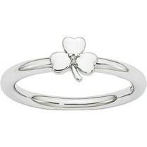 Diamond Sterling Silver Rhodium Clover Ring