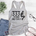 thumbnail image 2 of 333 I'm Only Half Evil Tank Top, Ladies Racerback Tank Top, Halloween Tank, Devil Graphic Tee, Devil Tank, Silver Gray, Large, 2 of 3