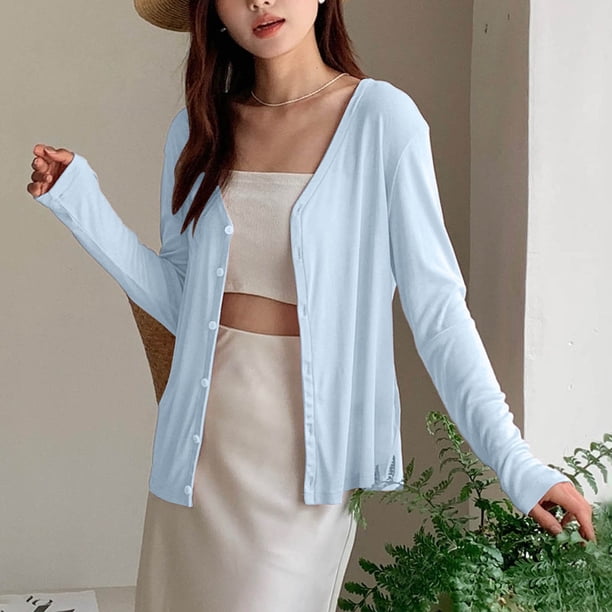 Cárdigan de manga larga para mujer, cárdigan, blusa para mujer