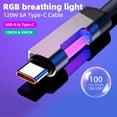 thumbnail image 3 of Cable de Carga Rápida RGB 2m 120W 6A USB A Cable de Carga de Tipo C con Luz Ambiental RGB USB A Tipo C, 3 of 5