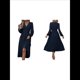 thumbnail image 3 of Vestidos Largos Bohemios de Otoño para Mujer, con Cuello en V, Lunares, Cintura Alta, Corte A y Volantes, para Vacaciones. Azul Marino L, 3 of 7