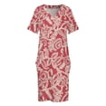 thumbnail image 4 of Vestido vintage ajustado con estampado floral (rojo), con bolsillos, estilo coreano, de lujo., 4 of 7