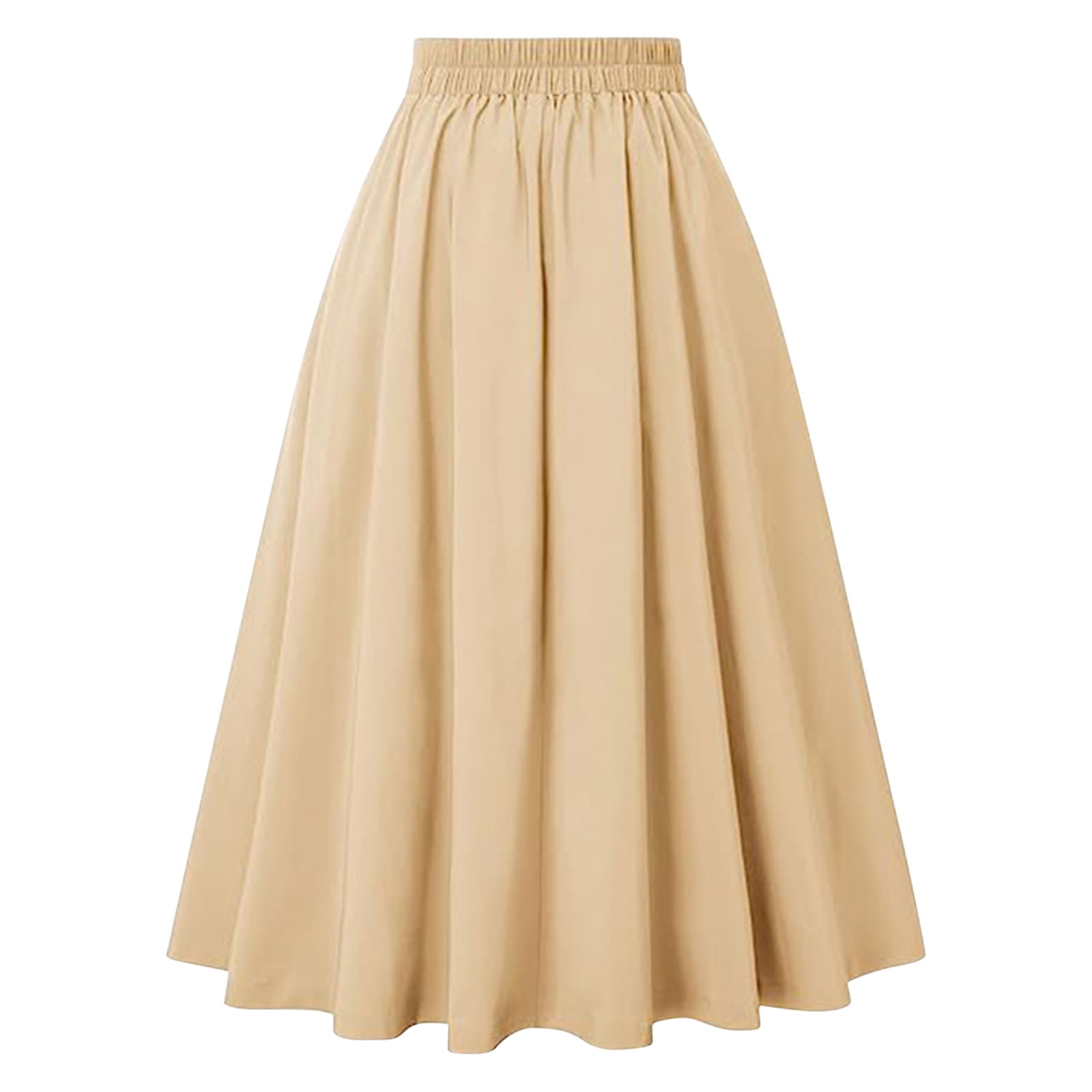 Cavosen Long Skirts for Women Summer Maxi Ankle Length Skirts Pleated Summer Skirts High Waist Plain Pencil Skirts Dress Button with Pocket Athletic Beachwear Resortwear Brown 2XL
