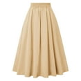 thumbnail image 4 of Mikilon Women Casual High Waiste Skirt Solid Color Button Down Skirt Pleated Long Skirts, 4 of 6