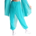 thumbnail image 2 of YiZYiF Kids Girls Chiffon Flowy Modern Dance Pants Belly Dancewear Arabic Princess Wide Leg Trousers Blue Green 12, 2 of 7