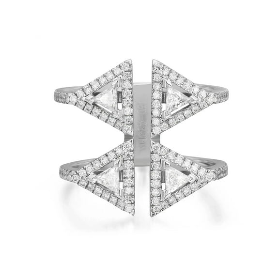 Messika 0.71Ctw Thea Toi & Moi Diamond Double Ring 18K White Gold Size 53 US 6.5