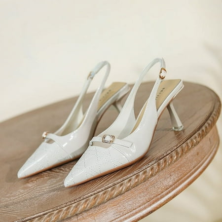 

276-9 closed toe sandals women‘s pointed stiletto heel high heels patent leather sheepskin niche back strap New