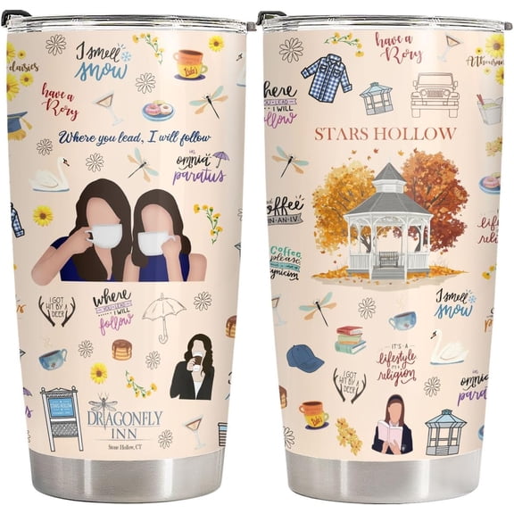 Cozy Small Town Coffee Tumbler – TV Show Inspired Stainless Steel Travel Mug with Lid, Fall Season Drinkware Gift for Women and Girls